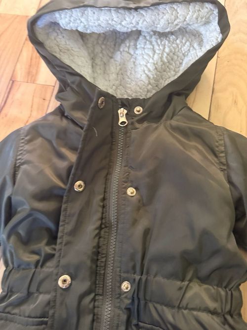 C&C California Puffer Jacket Size 3T Green Sherpa Lined Hooded Coat — image 5