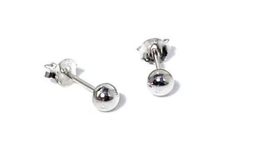 Sterling Silver Tiny 4mm Plain Ball Stud Earrings 925 Ear Stud & Butterfly backs