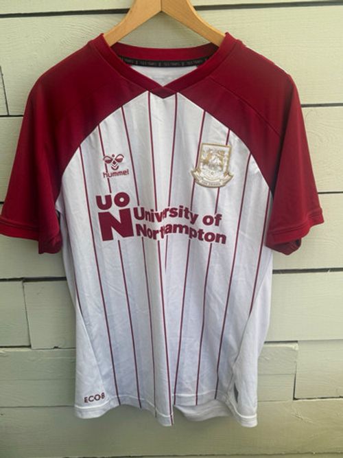Hummel Northampton Town Away Football Shirt M White 125 Years Short Sleeve