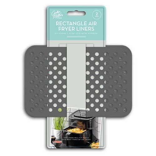 Air Fryer Liners Reusable Non Stick Silicone Rectangle 20x14cm 2 Pack Air Fryer