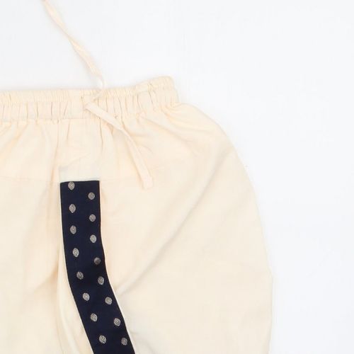 Preworn Girls Jogger Trousers Size 9-12 Months Ivory Elastic Waist — image 10