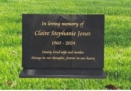 granite memorial plaque with stone display stand personalised grave marker