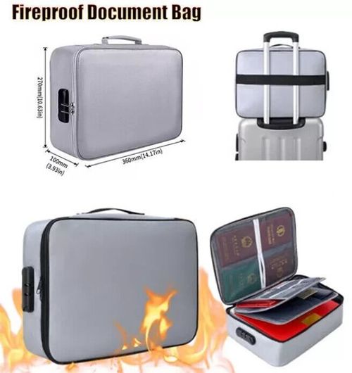 2 x Fireproof Document Box W/Locks Waterproof File Storage Organizer Safe Bag
