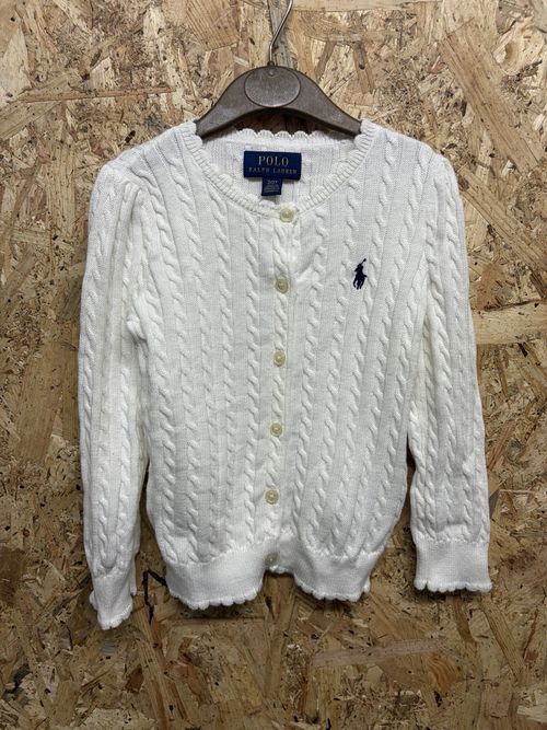 Polo Ralph Lauren Girls White Cable Knit Cotton Button Cardigan 2/2T Toddler — image 6