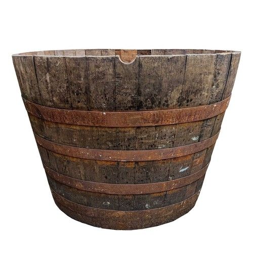 OAK WHISKY BARRELS - CHOOSE YOUR SIZE - WOODEN PLANTER / TUB / MINI POND /  POTS