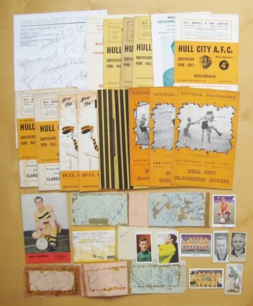 HULL CITY MEMORABILIA Football Programmes 1940/50/60s + Stickers Cards Autos