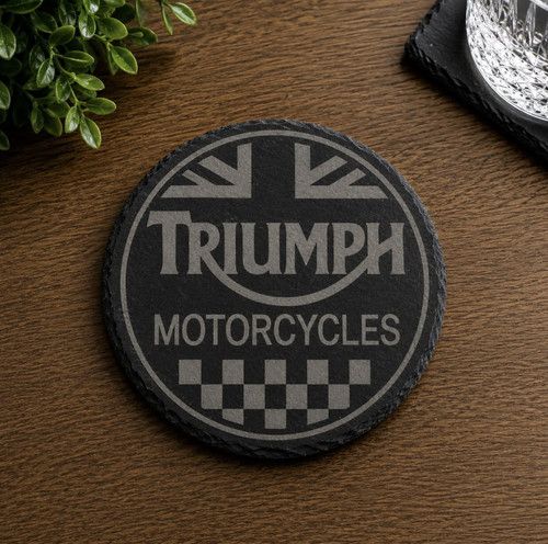Triumph Motorcycles Engraved Slate Coaster – Classic British Motorcycle Gift
