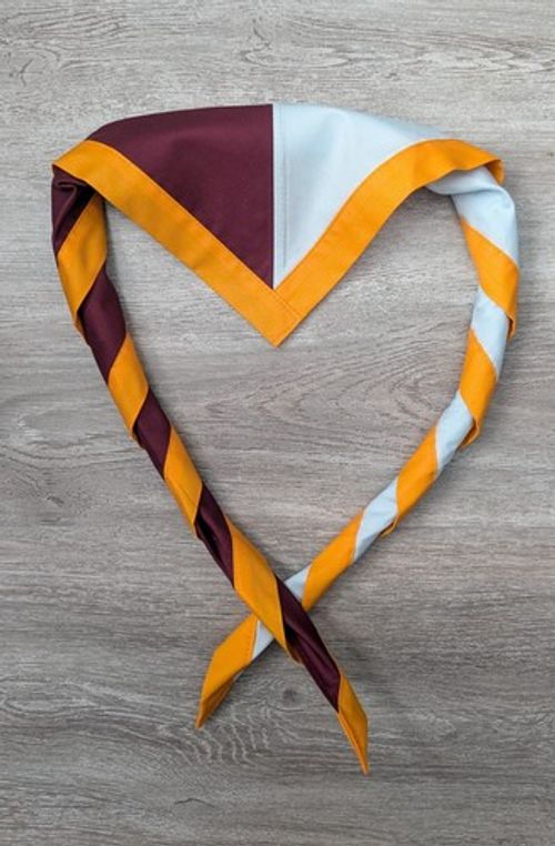 UK Scout Guide Youth Necker Scarf Maroon Blue Gold
