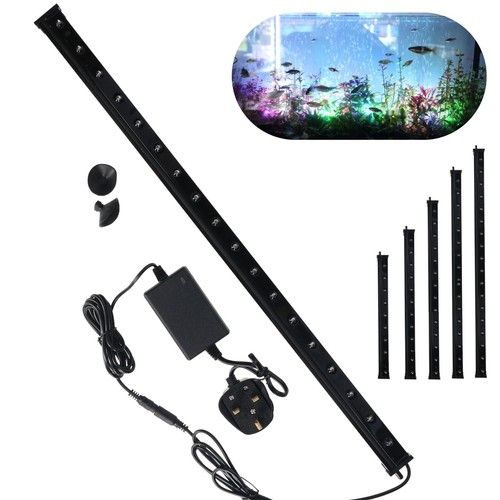 Aquarium LED Lights Air Bubble Diffuser Light Bar Waterproof Fish Tank Light