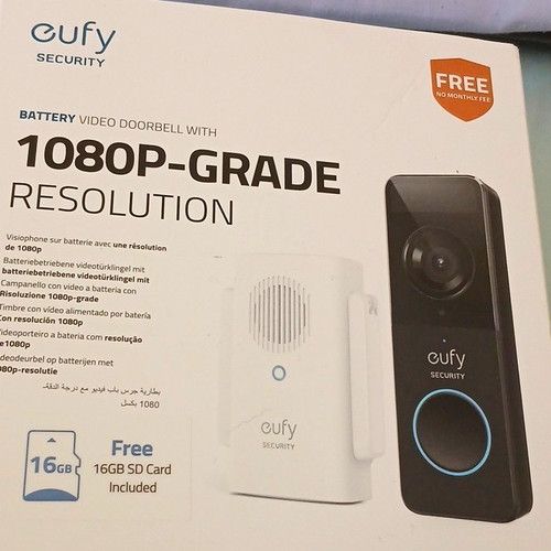 Eufy 1080P Battery Video Doorbell Wi‑Fi Wireless, Alexa/Google, 16GB SD