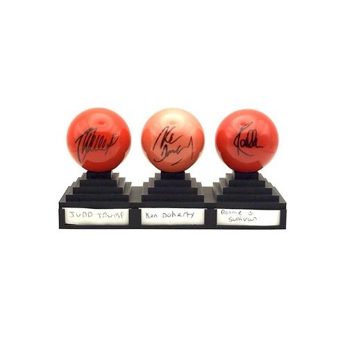 Triple Snooker Ball Display Stand with Name Slots | Signed Ball Memorabilia