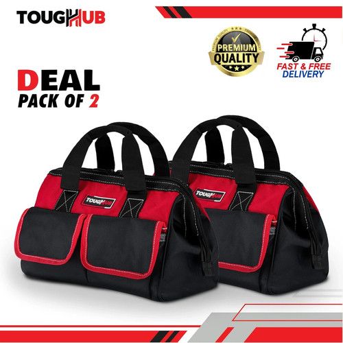 Tool Bag Red ToughHub 12" Work Durable Heavy Duty Multi Pockets Tools Organizer