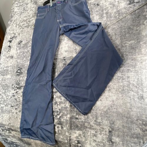 Vtg Buggirl Womens 9 Wide Leg Pants 90s Y2K Blue Raver Contrast Stitch USA — image 4