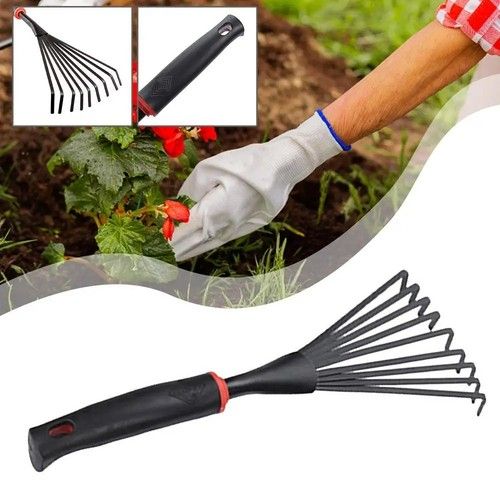 Small Garden Rake Stainless Steel Hand Cultivator Soil Weeding Tool