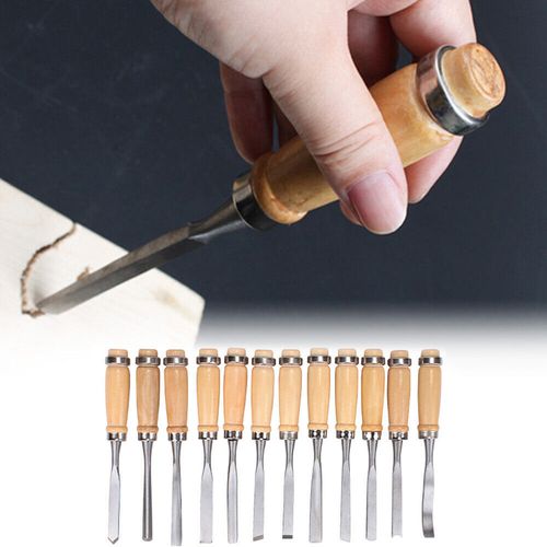 12 Pcs Wood Carving Hand Chisel Tool Set Professional DIY Woodworking Gouges Kit — image 11