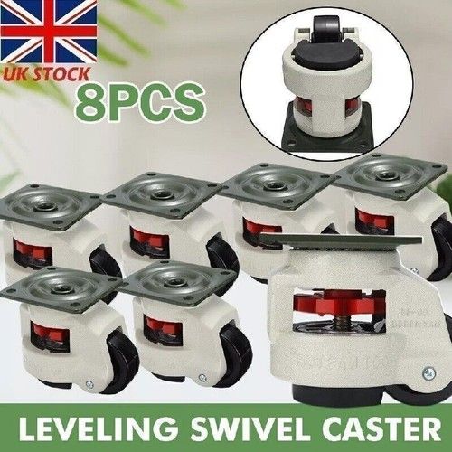 8X Castors Wheels Heavy Duty Swivel Workbench Levelling Castor MAX 1000kg Set UK