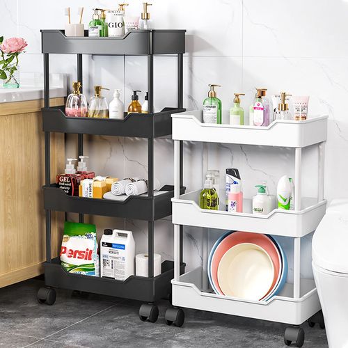 4 Tier Storage Trolley Cart on Wheels Kitchen Bathroom Laundry Rolling Rack — image 2