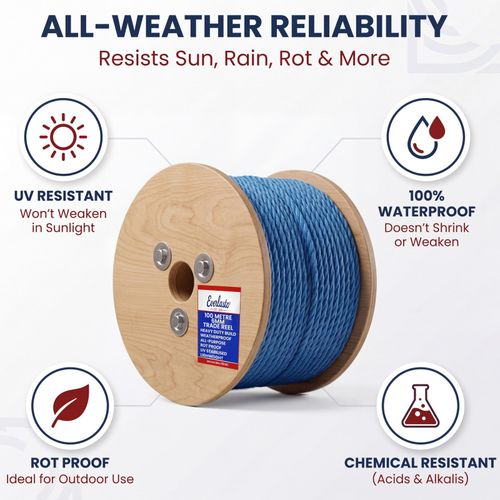100M TRADE REELS-  EVERLASTO BLUE POLYPROPYLENE POLY ROPE 6MM 8MM 10MM 12MM 14MM — image 4