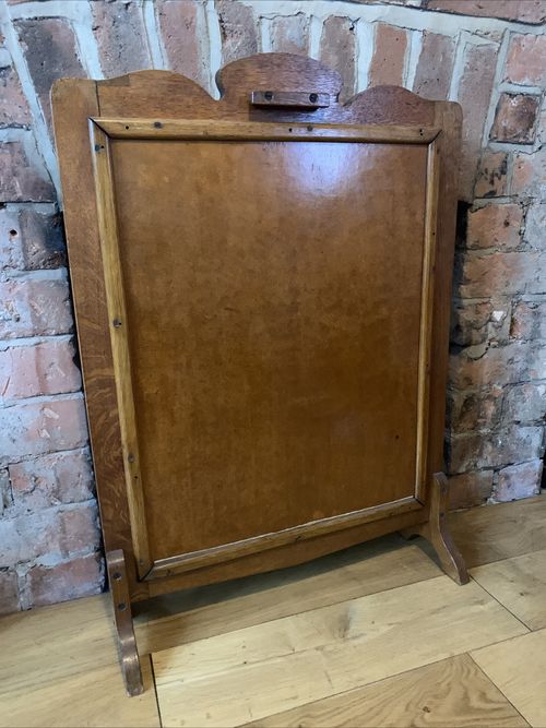Art Deco Light Oak Framed Fire Screen -  Hand Made Tapestry Panel - — image 4