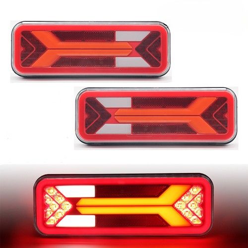 2pcs 12V 24V LED Neon Rear Tail Light Dynamic Indicator Truck Trailer 5 Function