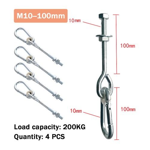4x Heavy Duty Swing Hook Hanger Climbing Frame M10 M12 for beams up to 150mm