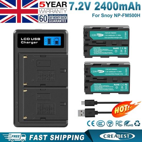 2x NP-FM500H Battery +Charger For Sony DSLR/SLT A58 A57 A350 A500 A100 A200 A300