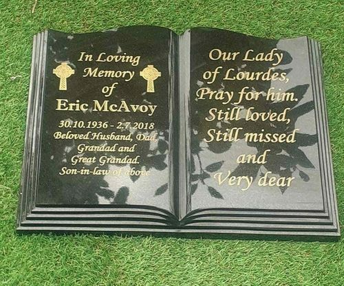 PERSONALISED HEADSTONE OPEN BOOK BIBLE GRAVE PLAQUE GRAVESTONE  FLAT HEADSTONE — image 2