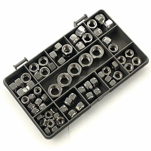 70 ASSORTED PIECE A2 STAINLESS STEEL UNC FULL NYLOC 3/8" 1/4" 5/16" 1/2" NUT KIT