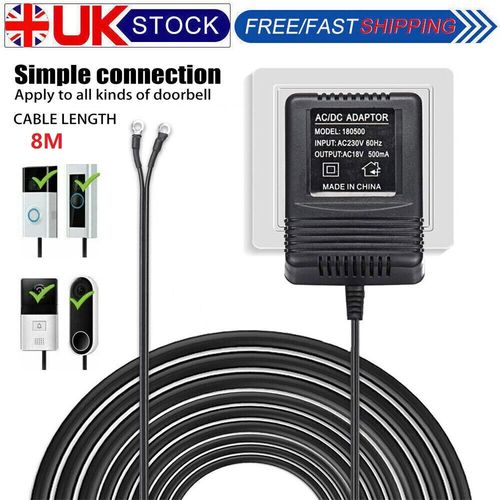 Video Ring Doorbell Transformer Power Supply Charging Adapter Charger 8M Cable ！ — image 1