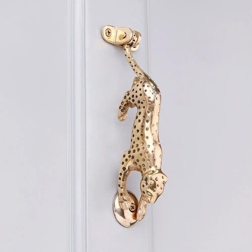 Antique Look Brass Golden Leopard Door Knocker Door Bell Home Decor