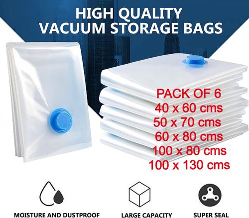 6 x STRONG VACUUM STORAGE SPACE SAVING BAGS VAC BAG SPACE SAVER VACCUM VACUM BAG — image 1