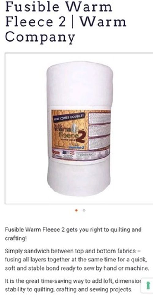 Warm Company Fusible Warm Fleece 2 Soft Fleece Fusible Double Sided 1.5 Mt Piece