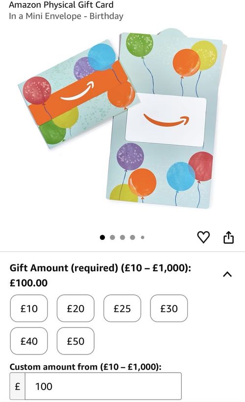 Amazon Physical Gift Card £100  — image 1