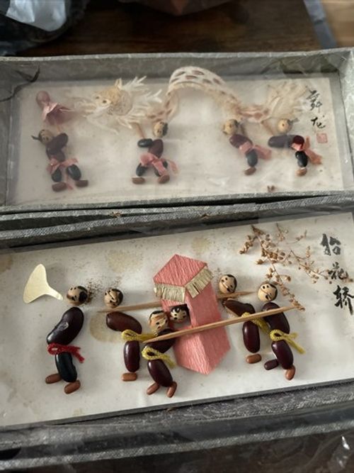 Chinese Bean Yang Jing Bean Sculpture Madam Yangling Vintage 2 Sets Some Damage