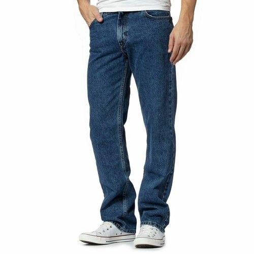 Mens Jeans Straight Leg Regular Fit Heavy Denim Trouser Pants All UK Waist Sizes