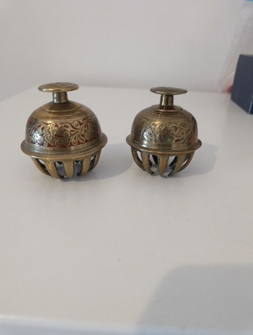 Vintage Elephant Claw Bells X2 Brass Metal