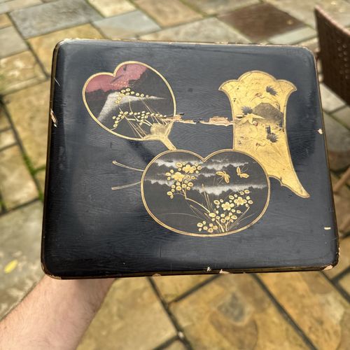 Vintage Japanese Storage Box Jewellery Box Black And Gold Detail Retro 80s — image 7