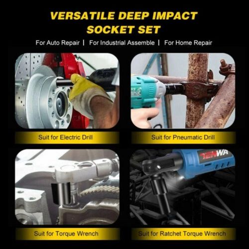 Thin Wall Long Reach Deep Impact Socket Set 1/2" Drive - 10PCS Metric 8-24mm — image 6