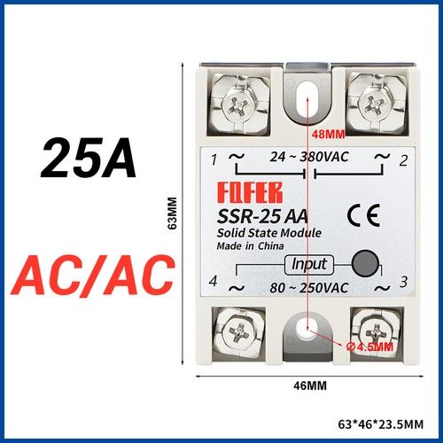 AC to AC Solid State Relay Module SSR-10/25/40/60/80/100AA  80-250VAC/24-380VAC