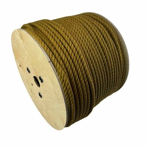 10mm Natural Gold Cotton Rope x 45m On A Reel, 3 Strand Cord, Coloured Cotton