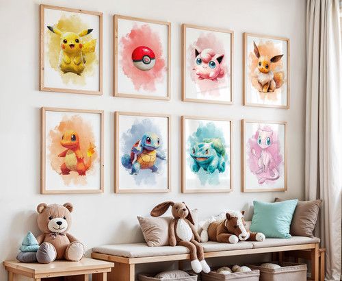 Pokémon Wall Art Prints, Boys Bedroom Posters, Kids Gaming Room Prints, Gaming