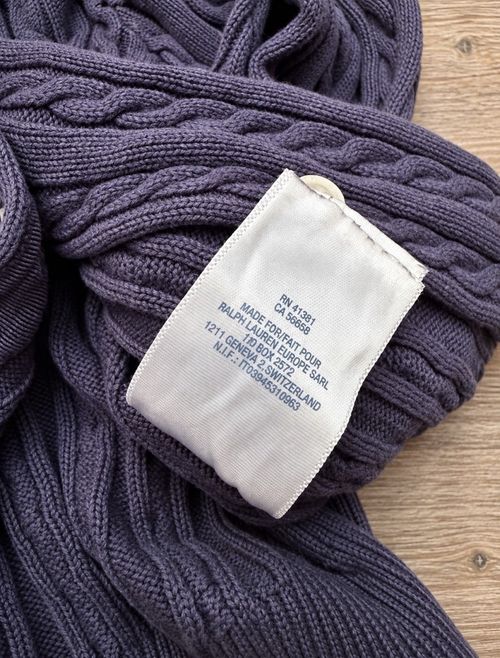 Ralph Lauren Girls Navy Cable-Knit Cotton Button Cardigan Jumper Crew Neck — image 3