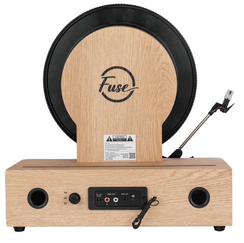 Fuse Wrap Vertical Vinyl Record Player Radio, Bluetooth, Alarm Clock - Bamboo — image 5