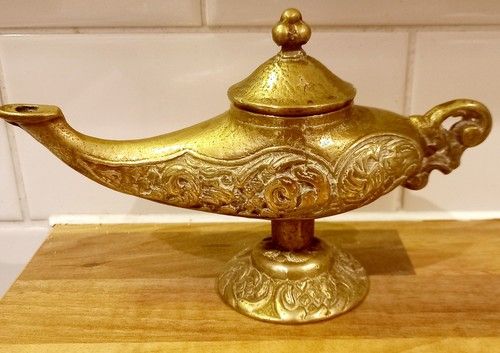 Vintage Solid Brass Heavy Aladdin Lamp Excellent