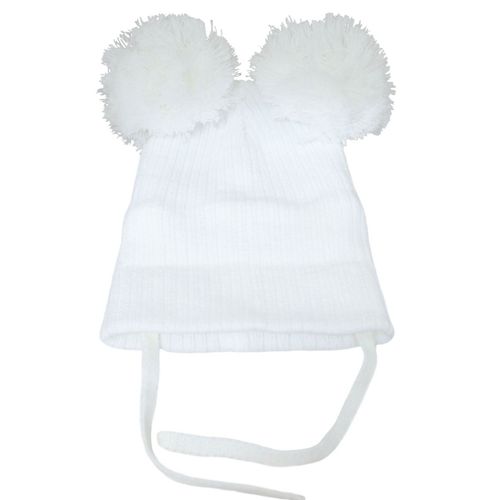 Baby Pom Pom Beanie Hat Double Bobble Cap Strap Boy Girl NB 0-3 3-6 6-12 12-18 — image 4