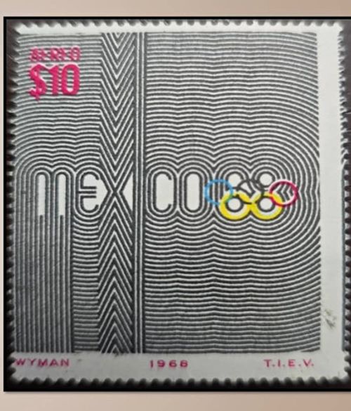 SM4)Mexico 1968 Olympics Postage Stamp  Black Multicolor Mint Never Hinged