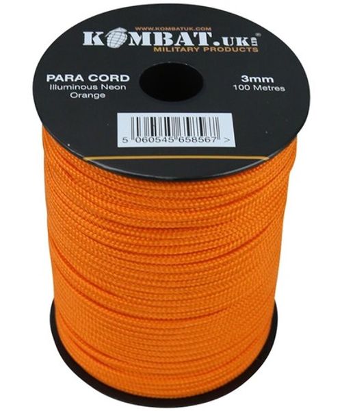 NEW KombatUK 100m Para Paracord Cord Rope String 3mm on Reel - Various Colours
