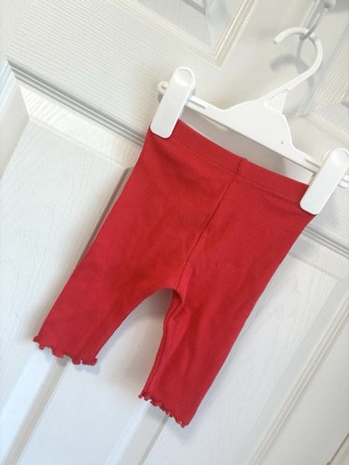 Marks & Spencer Baby Girls Red Ribbed Leggings Trousers 0-3 Months NWOT