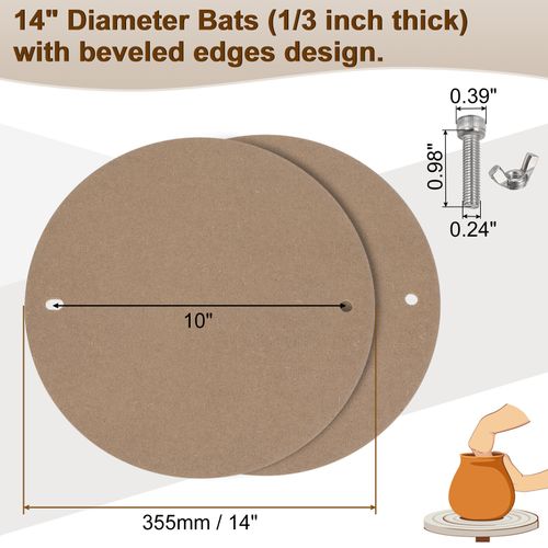 4 Pack 14" Pottery Wheel Bat, 1/3" Thick Round — image 3