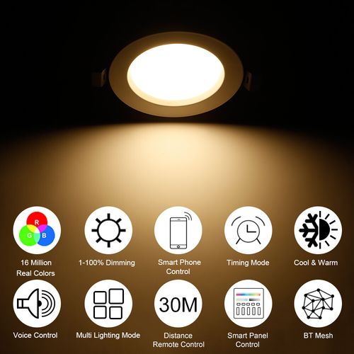 LED Down light WiFi Bluetooth Smart Ceiling Downlight APP RGBWC Changing Color — image 2